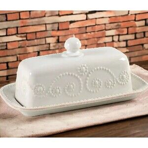 NEW Lenox 7” French Perle White Dinnerware 1/4 LB Covered Butter Dish Lidded